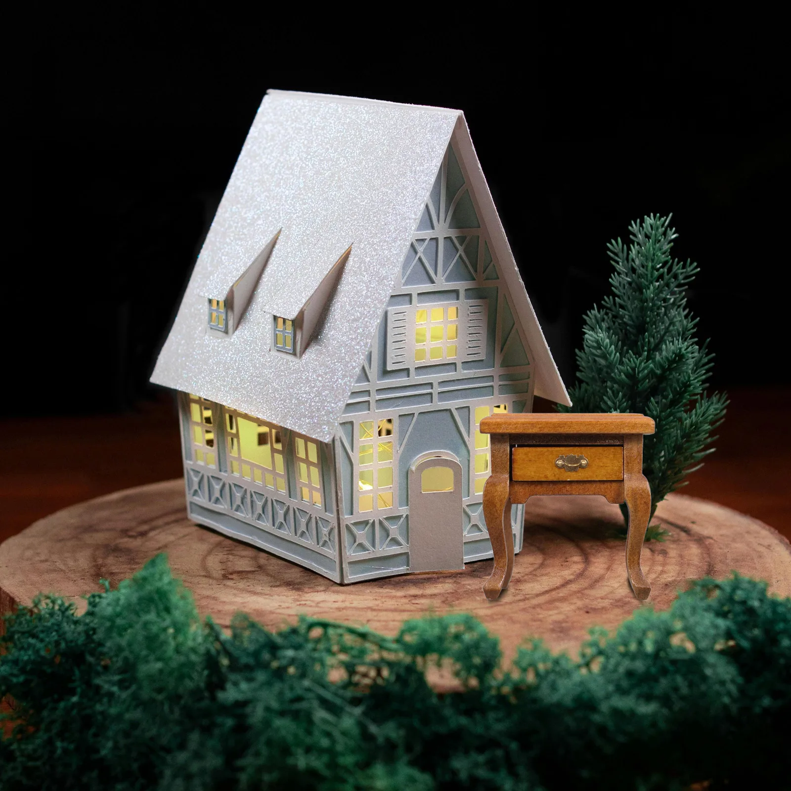 

Miniature Bedside 1 12 Tiny Wood Table Scale French Country Dollhouse Furniture Small Wood Nightstand Round Decor