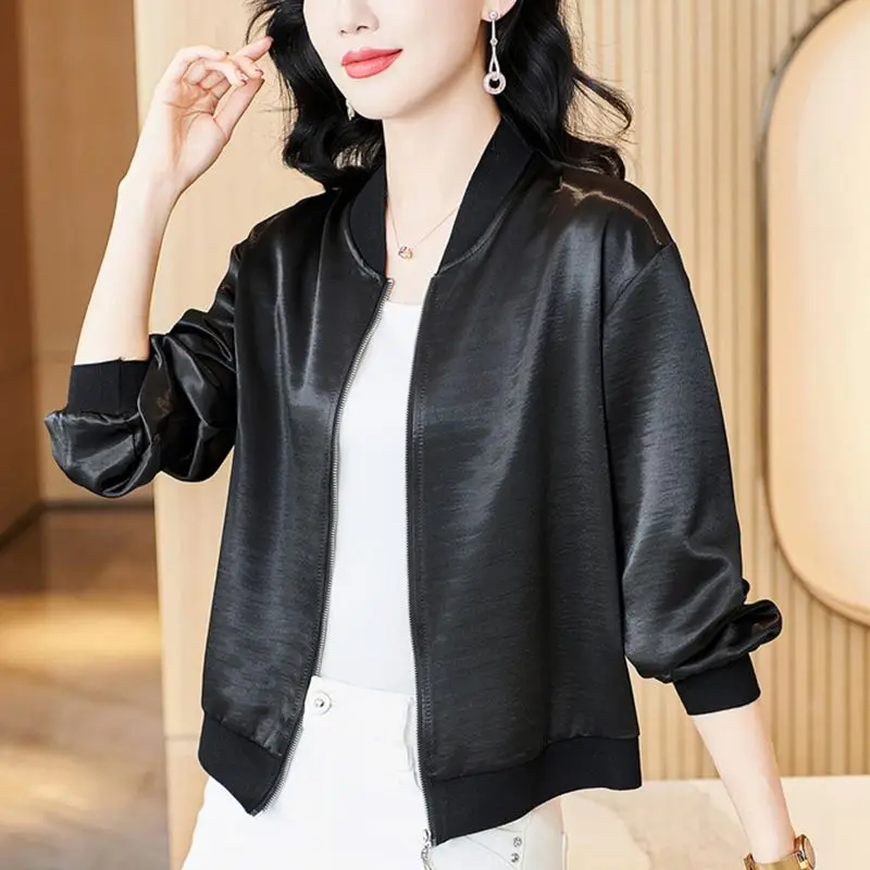 ​Fashionable Commuter Coat Women's Short Sleeve Baseball Jacket ​Floral Print Loose Fit Spring Summer Lightweight Jacket​