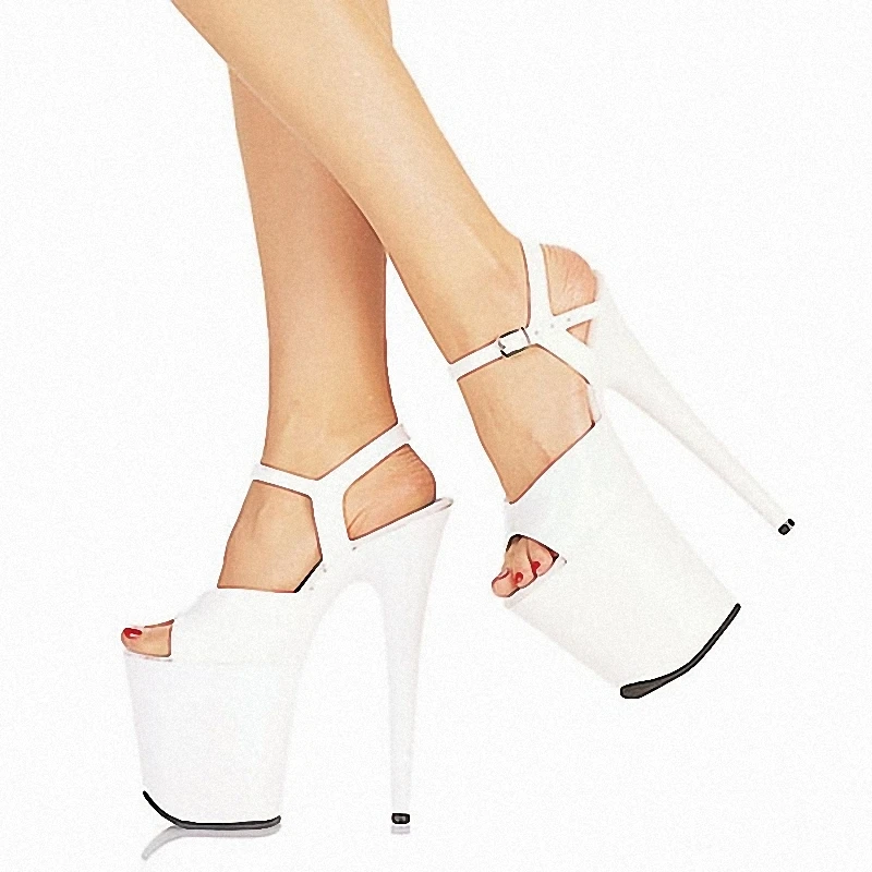 

Экзотические туфли-босоножки с открытым носком на высоком каблуке 20 см, готические туфли на тонком каблуке, сексуальные туфли для невесты и стриптизерш, 8 дюймов, женская фетиш-обувь