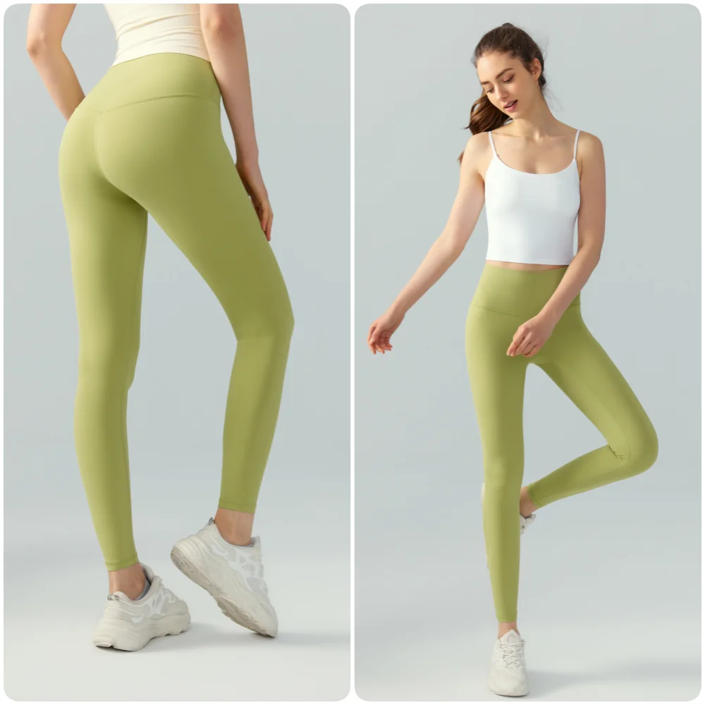 

Nude Sensation Lycra High Elastic Yoga Leggings High Waist Tight Running Sports Fitness Pants Peach Hip Lifting Tight Trousers