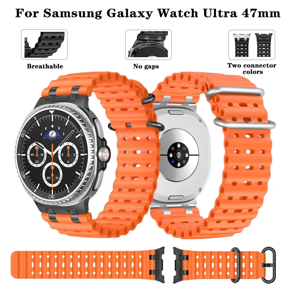 

Дышащий силиконовый ремешок для Samsung Galaxy Watch Ultra 47 мм, регулируемый браслет для Samsung Watch Ultra 47 мм, аксессуары