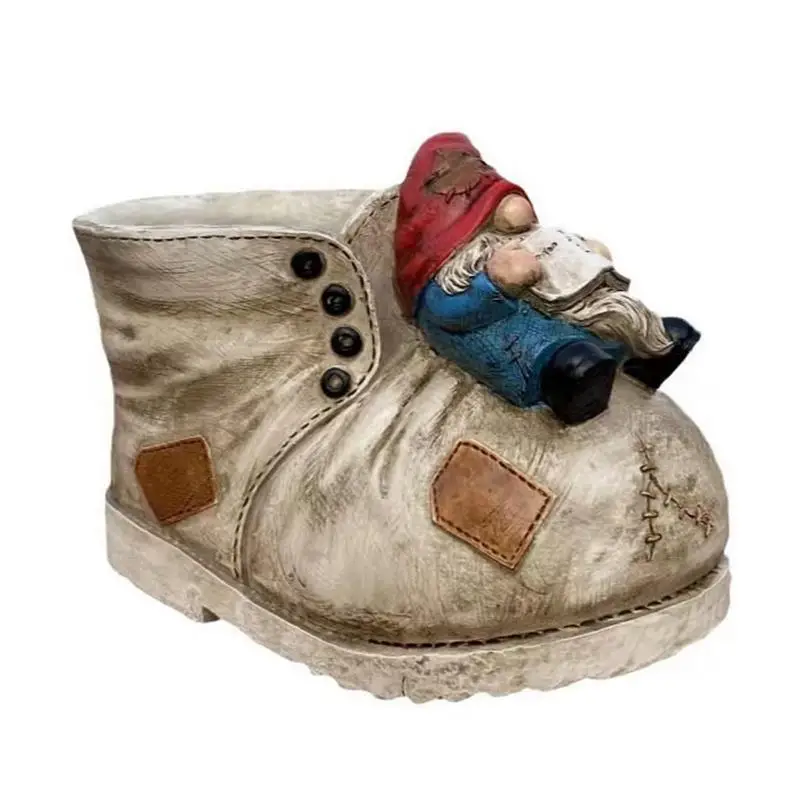 

Cowboy Boot Planter Gnomes Figurine Flower Container with Drainage Hole Vintage Boots Planting Container Cowboy Plant Pot