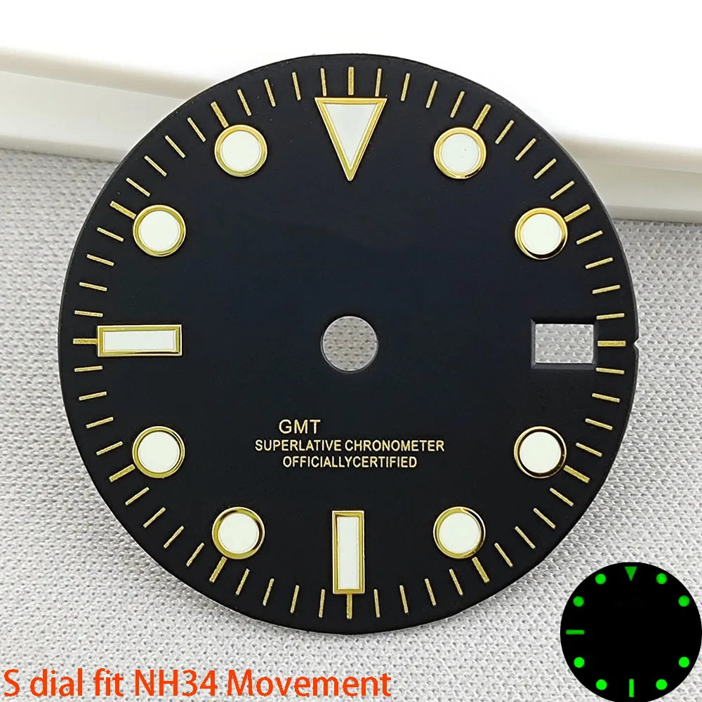 29mm NH34 dial Watch GMT dial S dial green luminous High Quality dial Suitable for NH34 movement watch accessories Watch repair