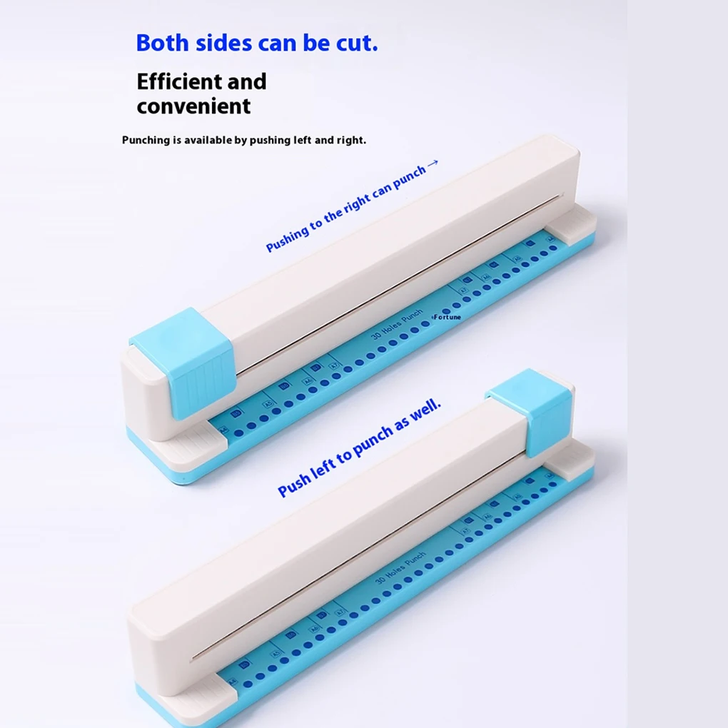 Mesin Pelubang Kertas Profesional Anti Selip 30 Lubang ABS Workspace Biru