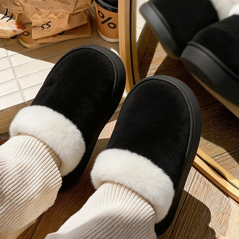 2026 High Quality of Women's Fashion Snow Boots Fluffy Plush Faux Fur Soft Slippers Winter Indoor Comfortable Home men's Shoes