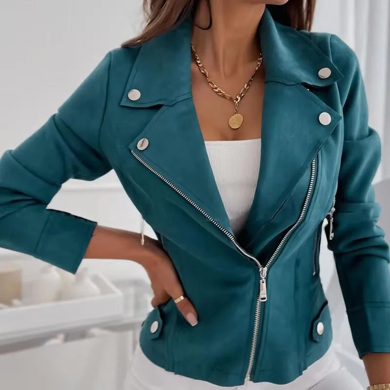 OupillCowboy Wind Blouson en daim à manches longues pour femme, manteau coupe couvertes, style petit ami, beau, vintage, document marron, automne, hiver, nouveau