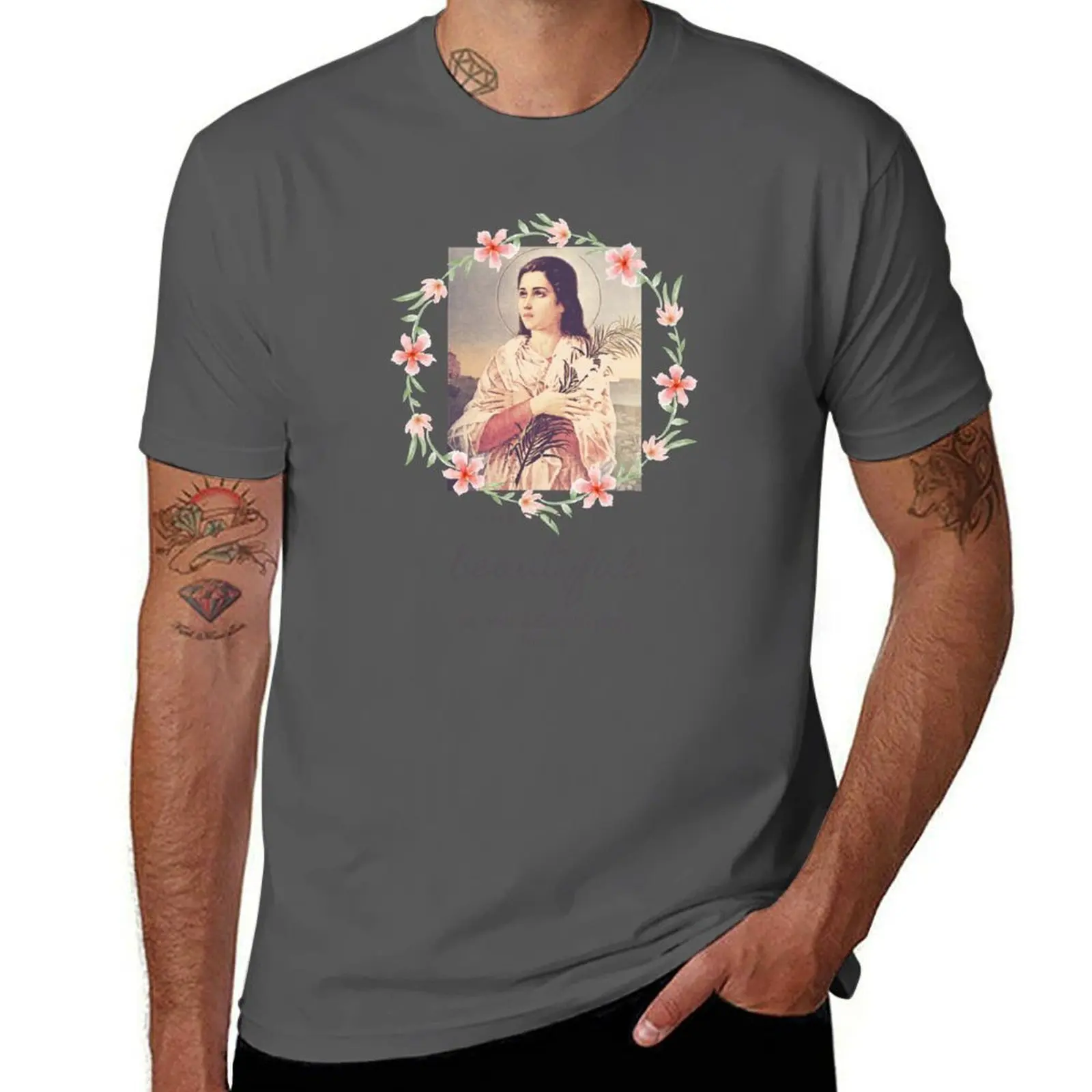 

us for nobis ora pray pro Maria St. Goretti T-Shirt Plus Size Basic Short Sleeve Top