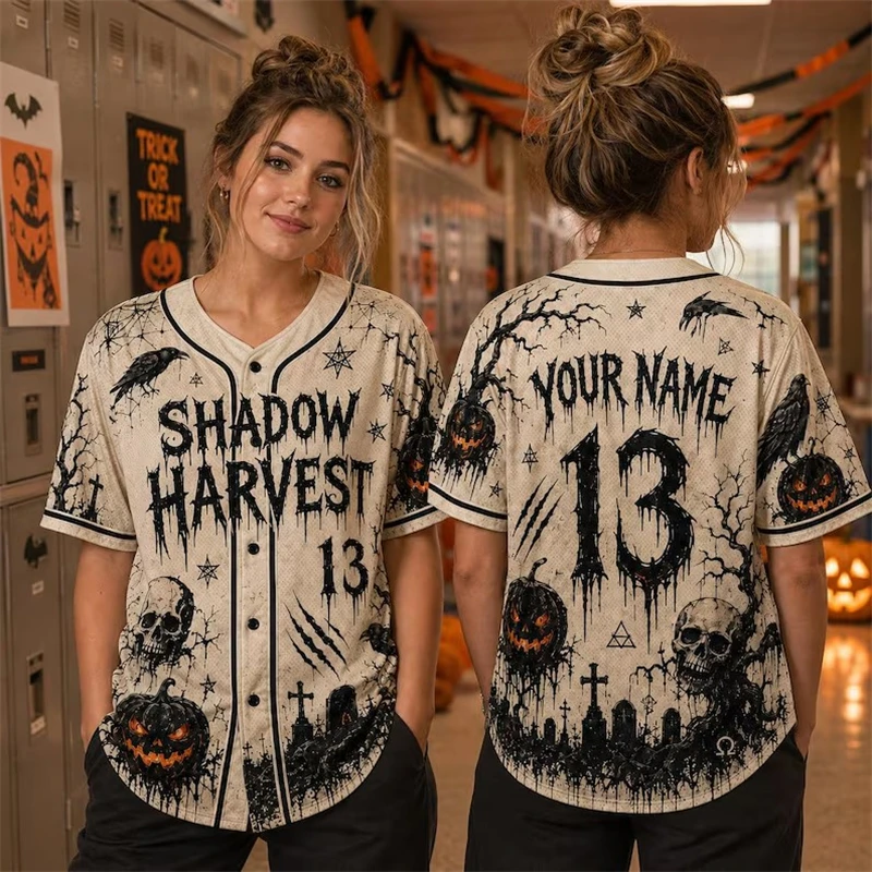 Personalized Cool Skull Skeleton Baseball Jersey Custom Graffiti Graphic 3D Printed Baseball Tops Men Women Holiday Horror Tops