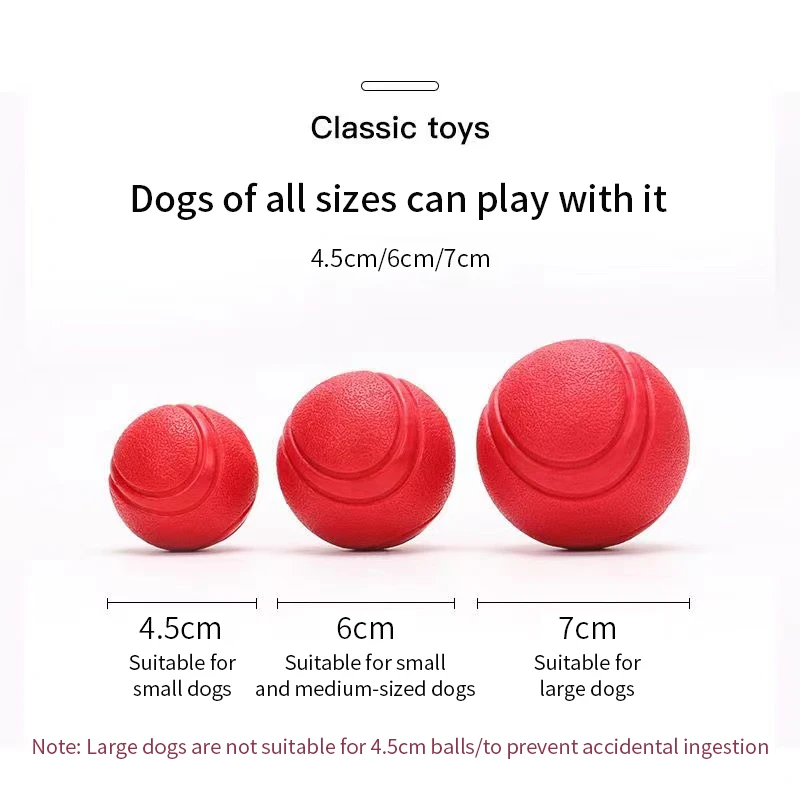 Dog Toy Rubber Ball Bite-resistant Ball Toy for Dogs Puppy Teddy Pitbull Red Color Solid Ball S-L Pet Supplies