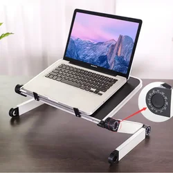 Mesa dobrável ajustável para laptop, Portátil para mesa de cama, Notebook Cooler Fan Stand, Mesa multifuncional para computador, Mesa de escritório