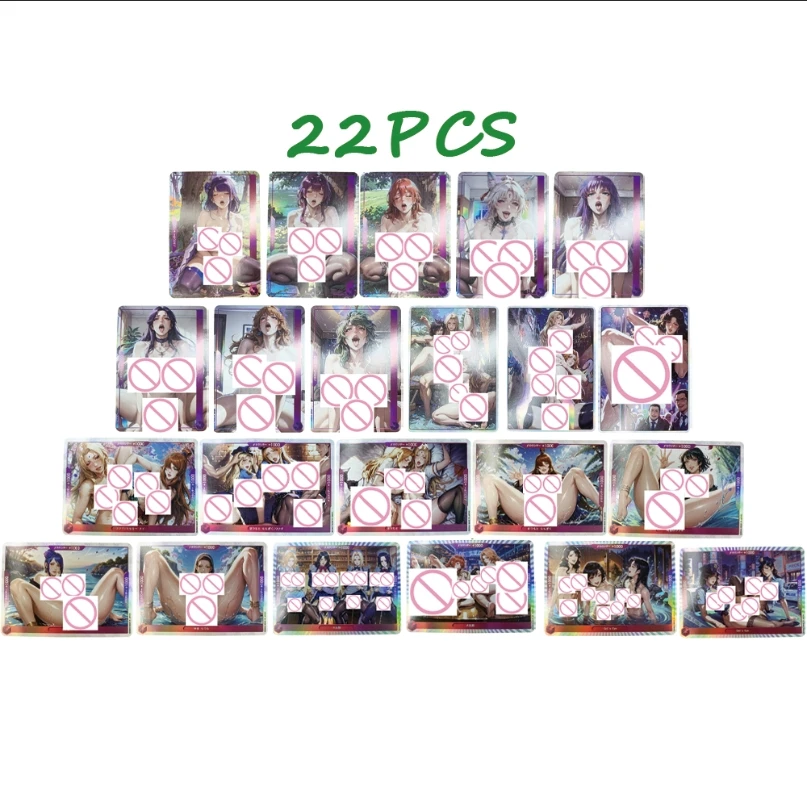 

22Pcs/set Waifu New Anime Nude Collection Card Genshin Impact Raiden Shogun Yae Miko Big Breasted Beauties Nude Card Otaku Gift