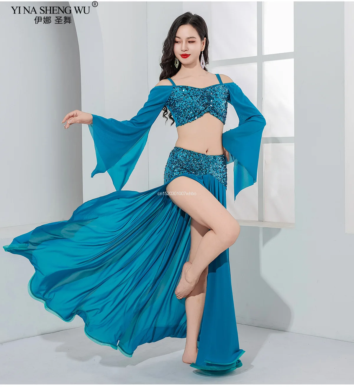 Oriental Belly Dance Costumes Sequins Top Long Skirt Women Belly Dance Practice Suit Peforessional Bellydance Outfits For Women