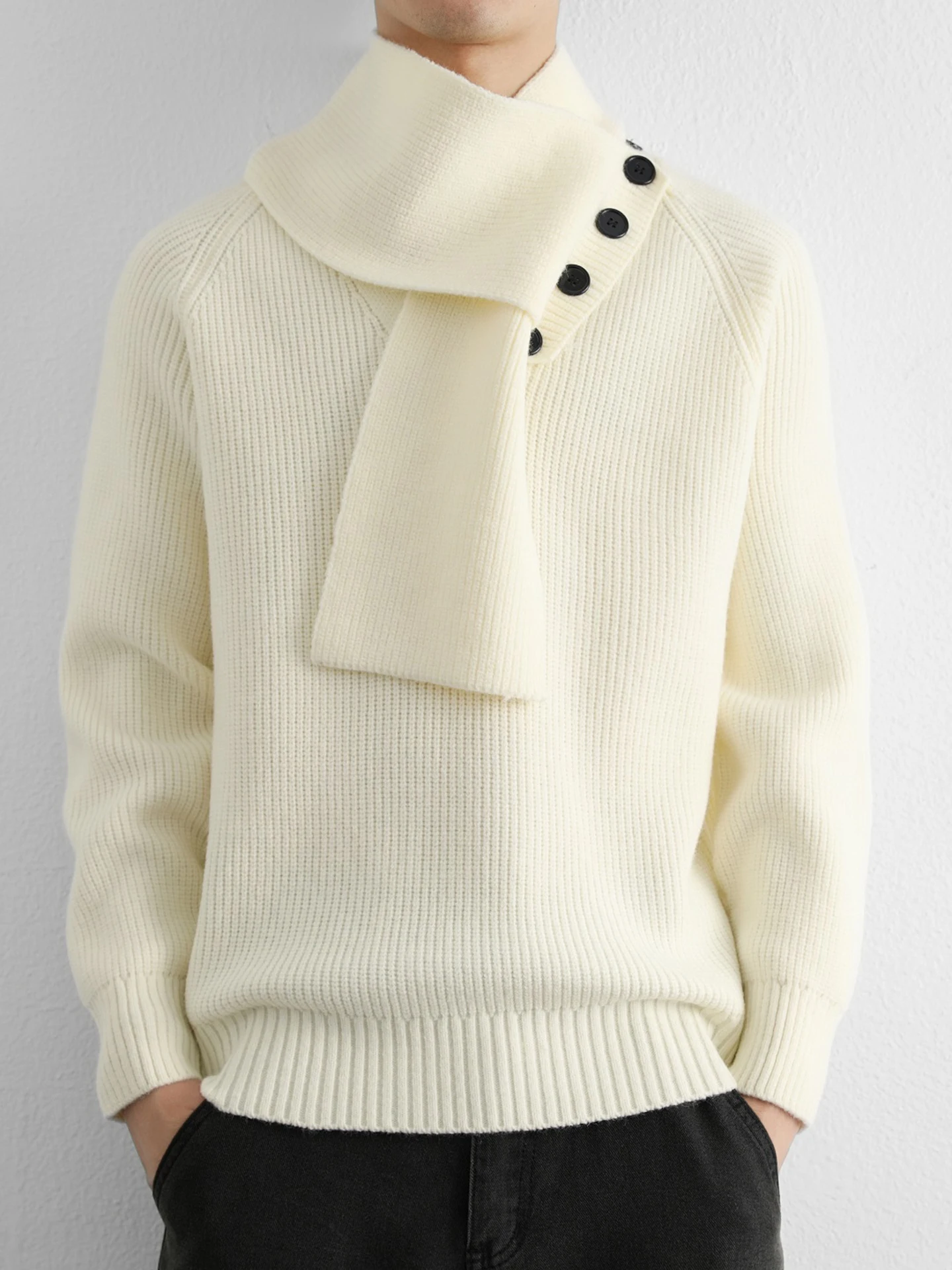 

Thiened свитер с высоким воротником, мужской свободный дизайн, вязаный шерстяной полотенце с воротником, повседневный трикотаж осенне-зимнего цвета