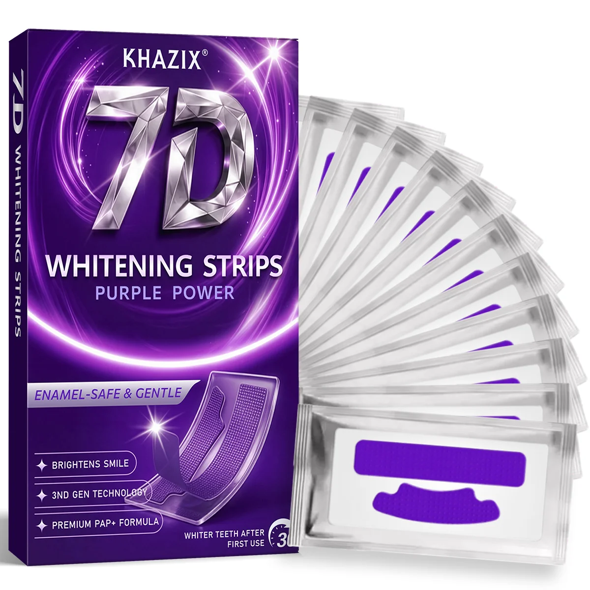 8Pairs Teeth Whitening Strips for Whiter-Looking Smile, Flexible Tooth Strips Easy to Apply for Daily Cosmetic Care