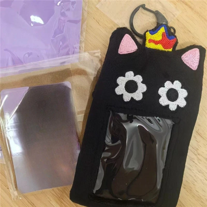 Новый Kpop Wayv, черный плюшевый держатель для карт, мультяшный Q-стиль, чехол для фотокарточек, защитный чехол для карт, сумка, брелок, подвеска Ten Solo Fancon Новый Kpop Wayv, черный плюшевый держатель для карт, мультяшный Q-стиль, чехол для фотокарточек, защитный чехол для карт, сумка, брелок, подвеска Ten Solo Fancon