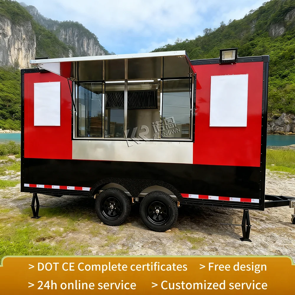 

Concession Food Trailer Ice Cream Cart Catering Trailer Fully Equipped Mobile Hot Dog Pizza Cart Food Truck With Full Kitchen