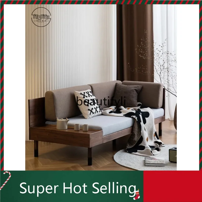 

K132 Solid wood black walnut log integrated sofa living room large sofa