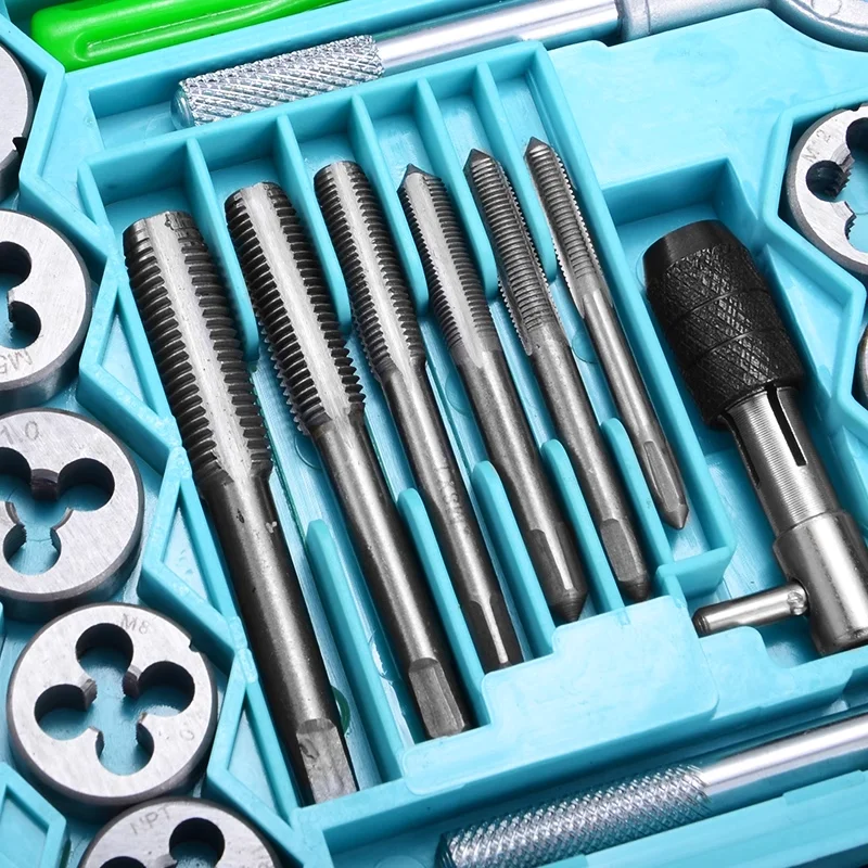 

110-Piece High Precision Carbon Steel Tap & Die Set with Hand Wrench Die Reamer Threading Tools