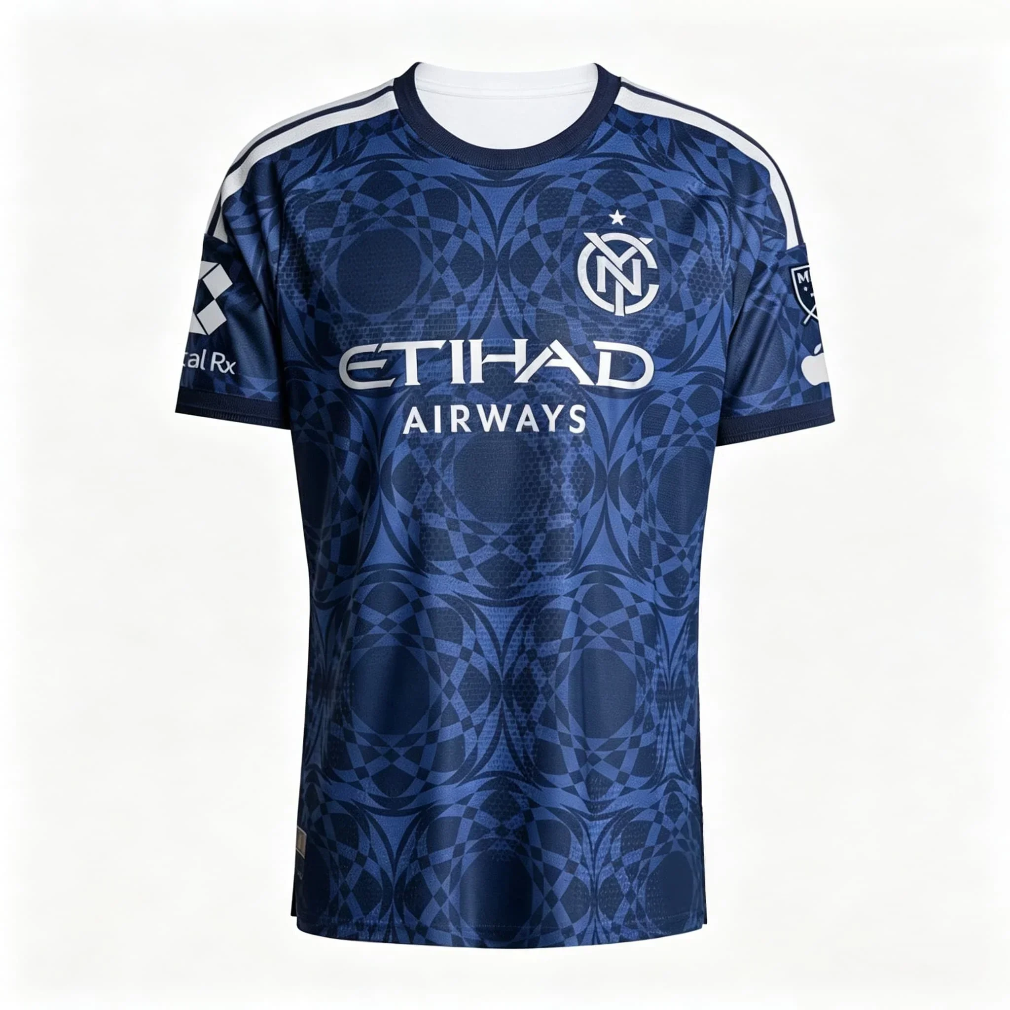 26-27 New York City FC Heimtrikot Herren Kurzarm Schnelltrocknendes Fußballtrikot Fan-Version Sportuniform Moto – Detail 3