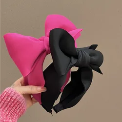 Rose Pink Big Bowknot Headbands Hair Hoop for Women Casual Wide Side Hair Band for Girls Fashion Party Hair Accessories Headwear