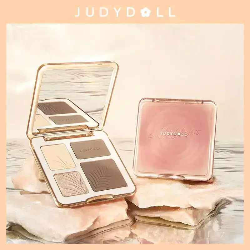 Judydoll 2 en 1 paleta de contorno resaltador cara brillo duradero iluminar contorno brillo mate polvo 3D sombra de nariz cosméticos