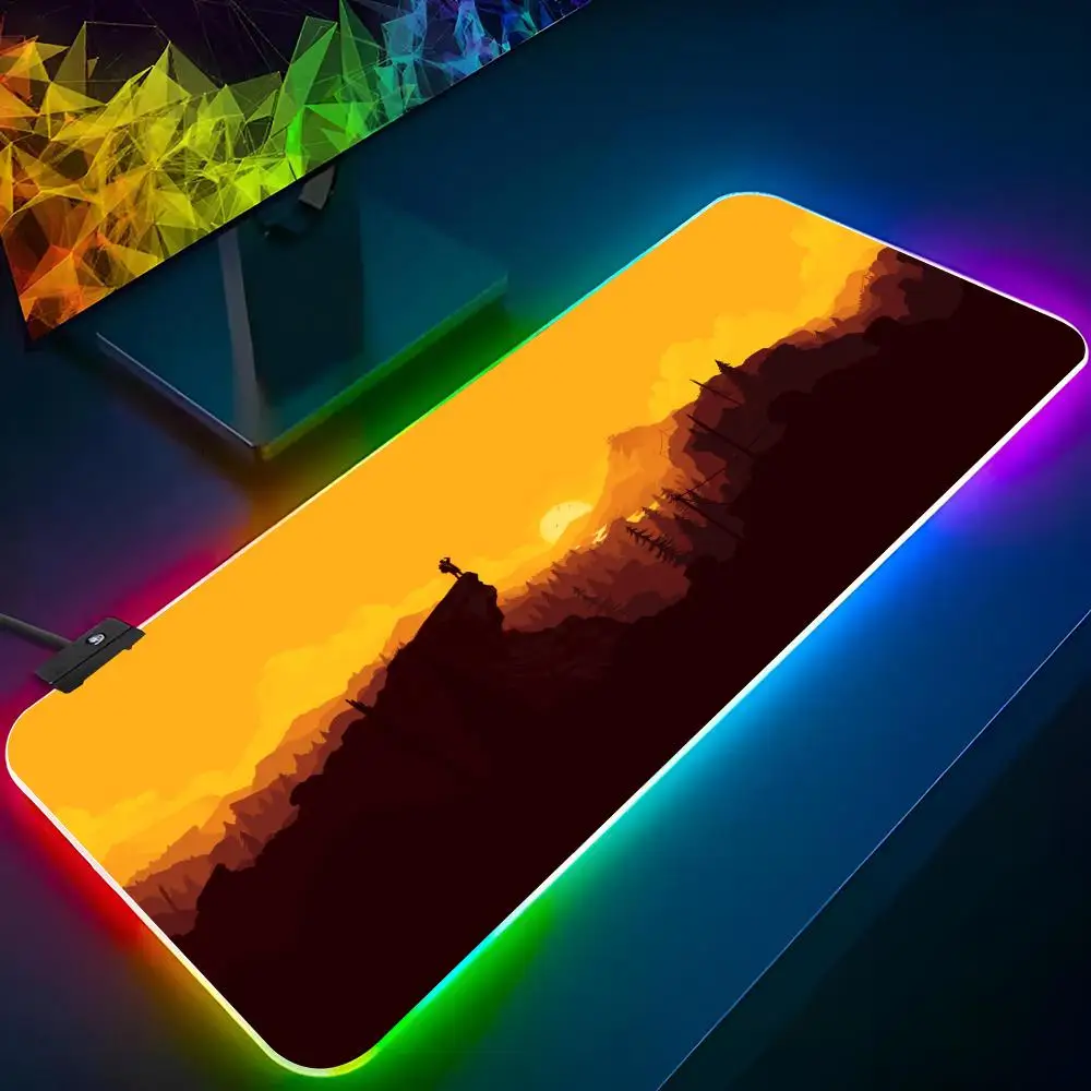 Firewatch Mouse Diy Printing Pad Xxl Laptop Mat Gaming Rgb Mousepad Backlit Keyboard Gamer Girl Table Pads Deskpad