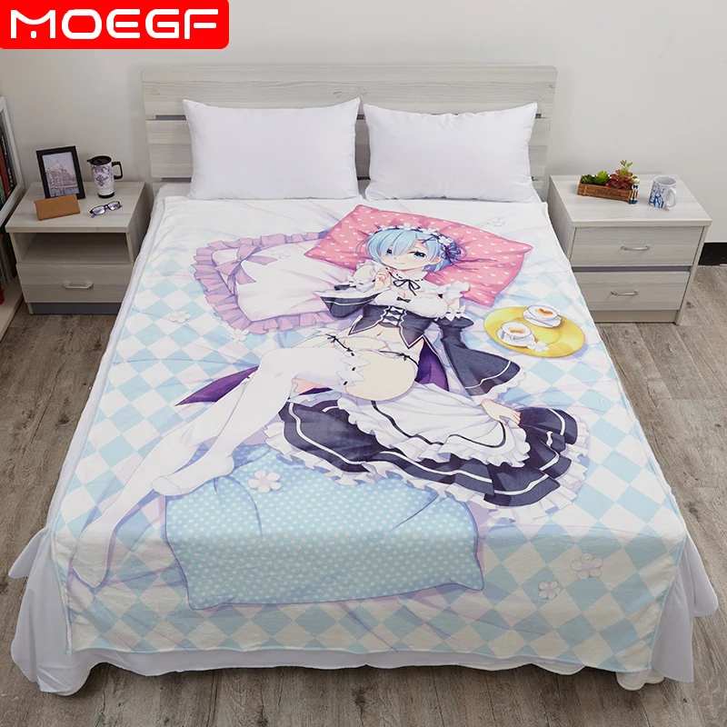 Rest Room Flannel Bedsheet, Rem Anime Soft Blanket, Re Zero, 150x220cm