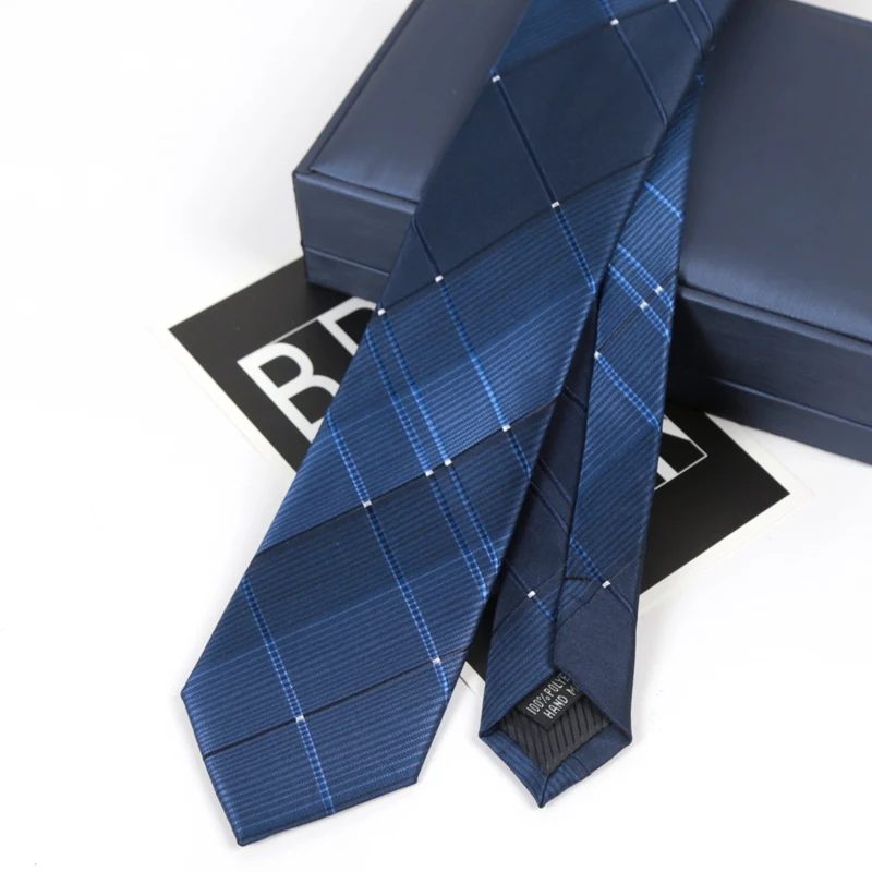 Klassische Herren-Krawatte, gestreift, schmal, 6 cm, Polyester-Krawatte für Herren, kariert, Jacquard-Krawatte, Business-Party-Accessoires, Corbatas – Detail 6