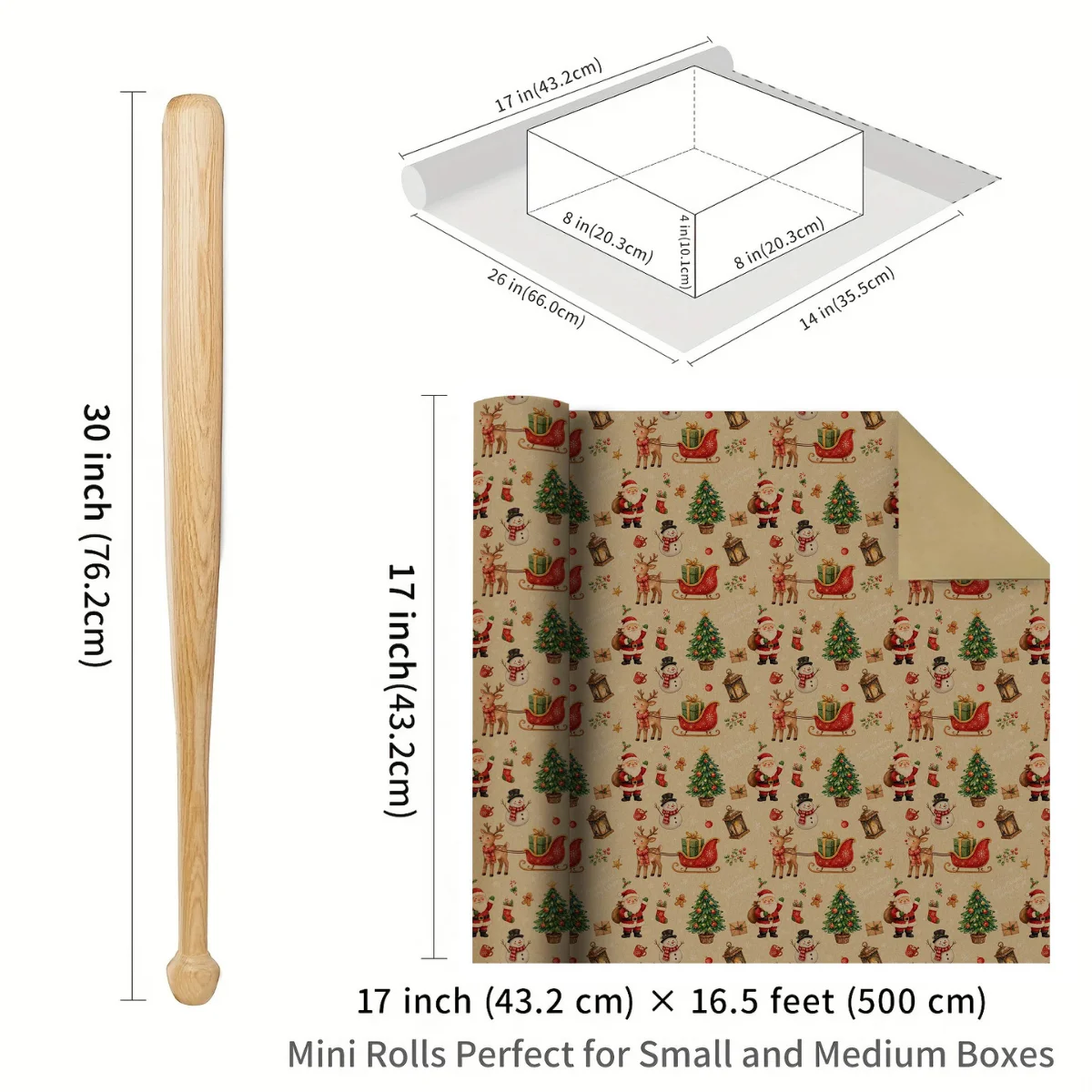 1 Roll Christmas Wrapping Paper Roll-43*500cm-Perfect for Party Decorations,Festive Packaging,Christmas Decorations