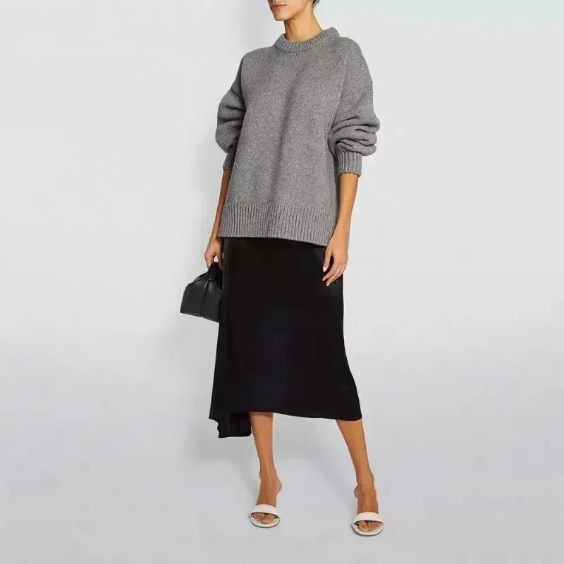 Classic Cashmere Blend Sweater for Women, Loose and Wide Knit, Luxury Pullovers, Kendall Same, Classic, Autumn and Winter, 2024