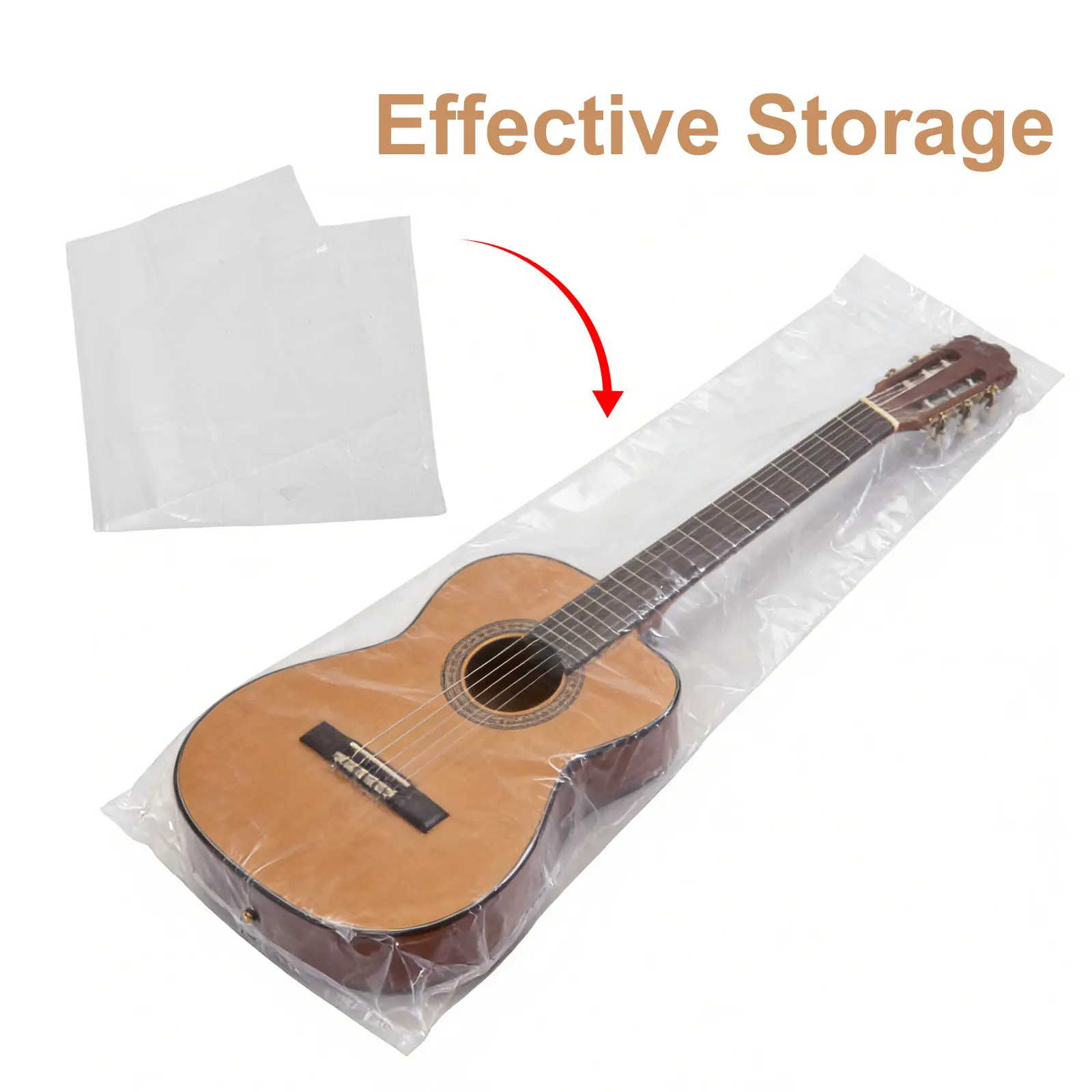 3Pcs Transparent Plastic Guitar Cover Bag Waterproof Dust Proof Protector Sleeve for Acoustic Electric Guitar Bass Storage Case