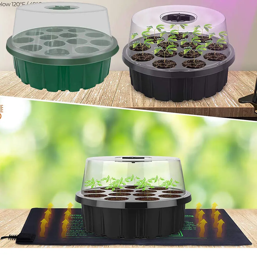 

2 Pcs 13 Hole Seedling Box Plant Growing Tray Germination Starter Nursery Flat Microgreens Tray Semillero Home Gardening