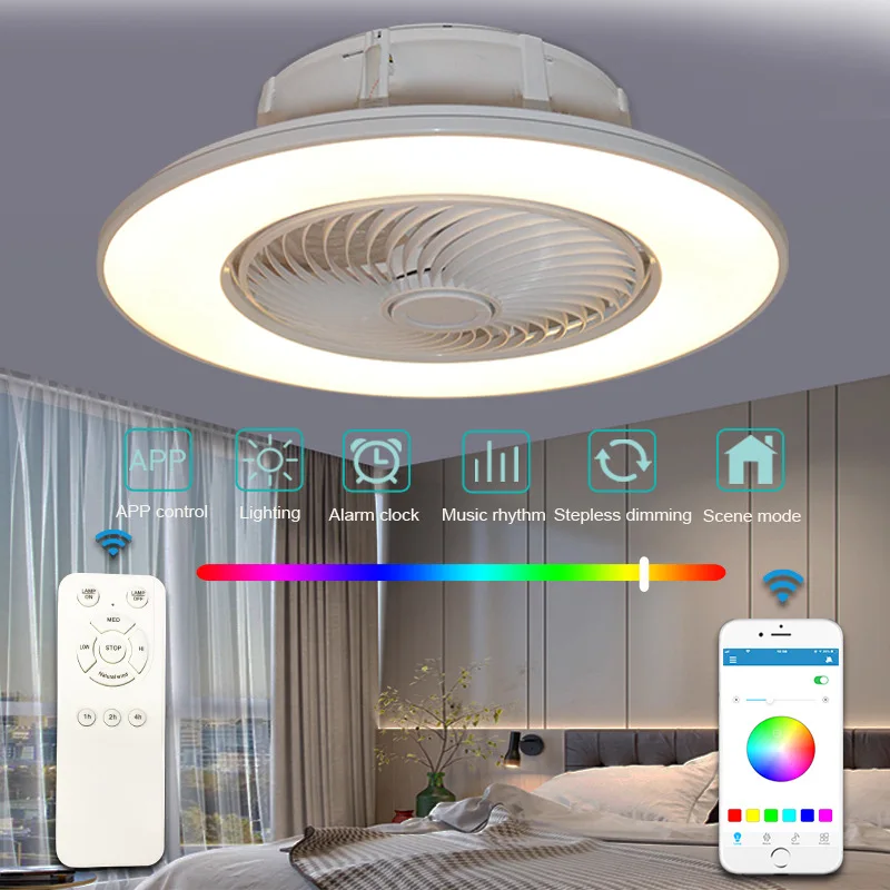 Imagem -04 - Controle Remoto Led Ventilador de Teto Chandelier Selagem Fan Lâmpada de Velocidade do Vento Bluetooth Speaker para Casa Decoração do Quarto 56cm