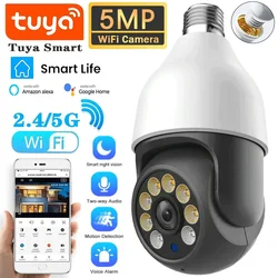 IP PTZドーム監視カメラ,5G電球,wifi,5mp,フルカラー,暗視,セキュリティ保護,Tuya Smart,屋外,e27