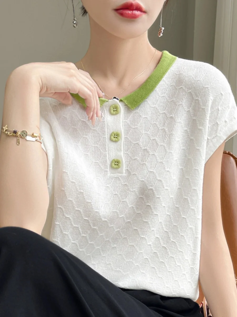 

Вязаная футболка для похудения ort Sve Женская irt oulder Colion Color Футболка f Sve Silk Красивый топ