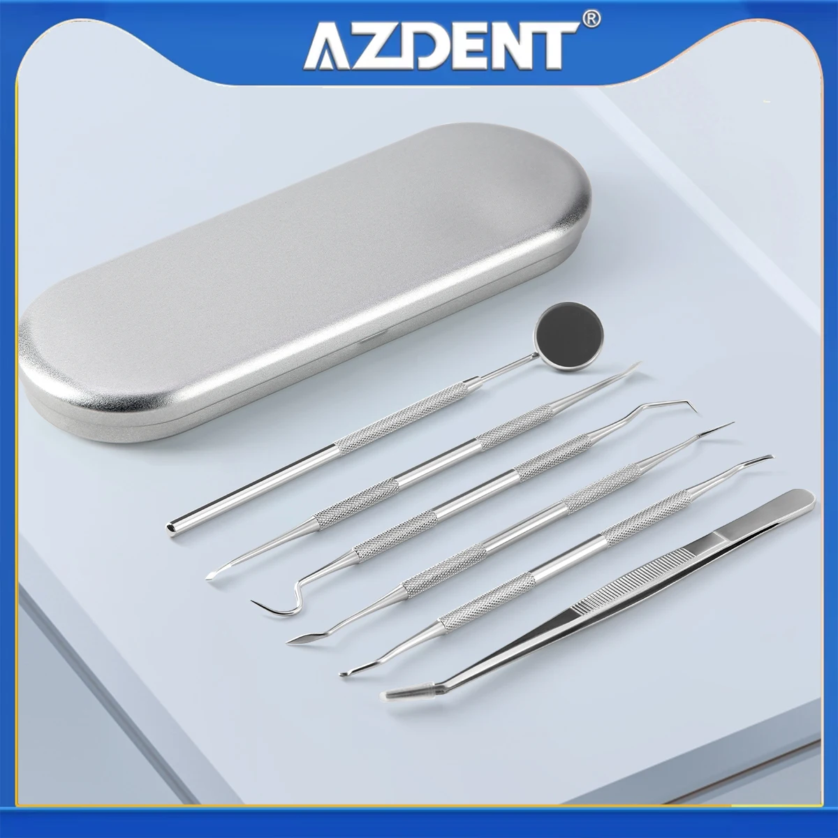 6pcs/Set Stainless Steel Dental Mirror Sickle Tartar Scaler Teeth Pick Spatula Tartar Tooth Cleaning