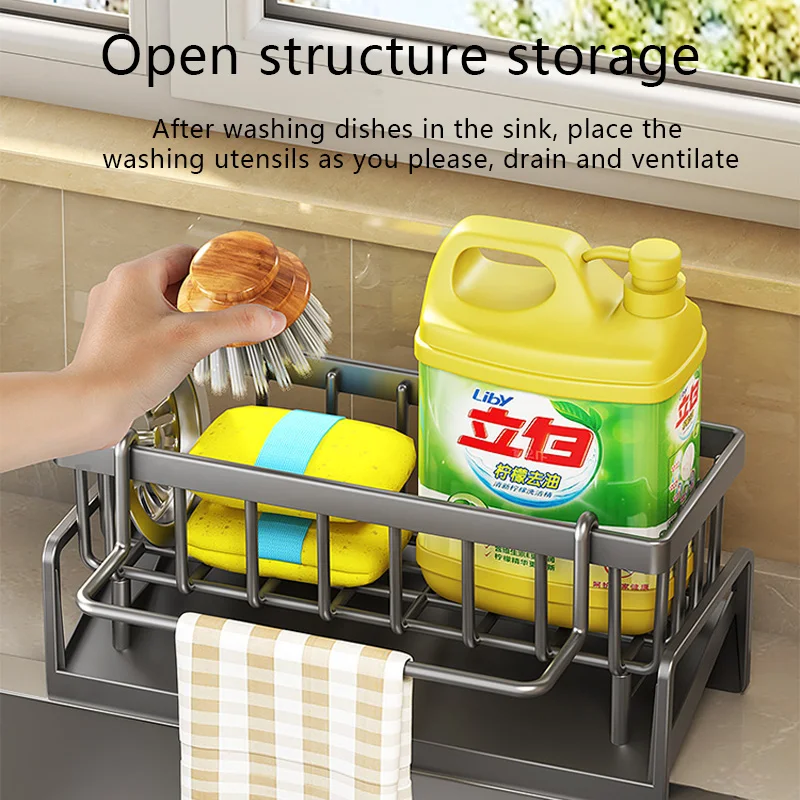 Sink Caddy Sponge Holder Sink Basket Brush Holder Dish Cloth Hanger Soap Rack Sink Stopper Holder Sponge Holder for Kitchen Sink