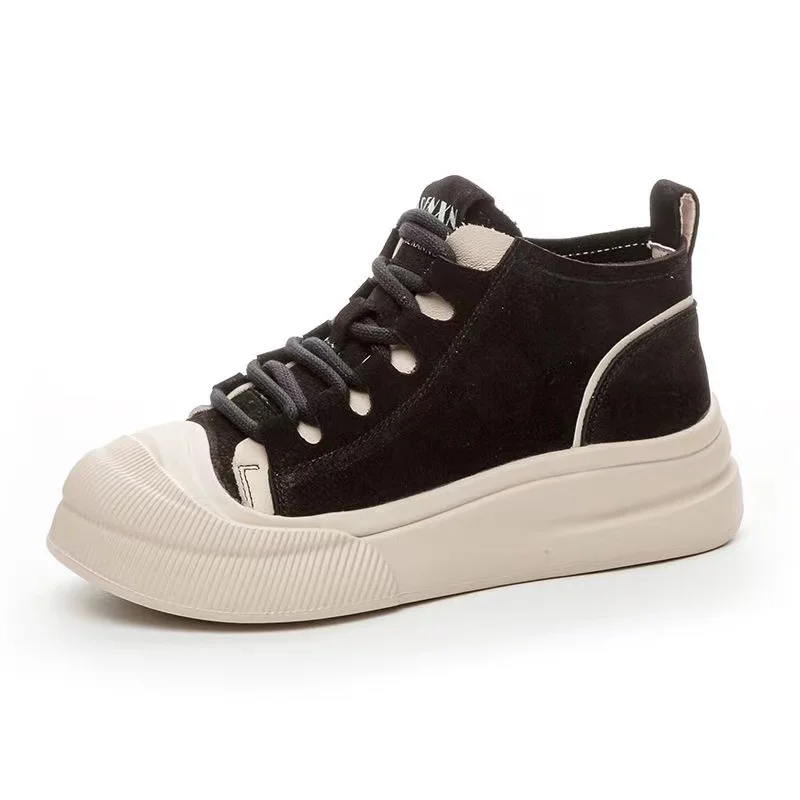 

2024, новые женские повседневные кроссовки, качественная натуральная кожа, разноцветные легкие туфли на плоской платформе в студенческом стиле с высоким берцем