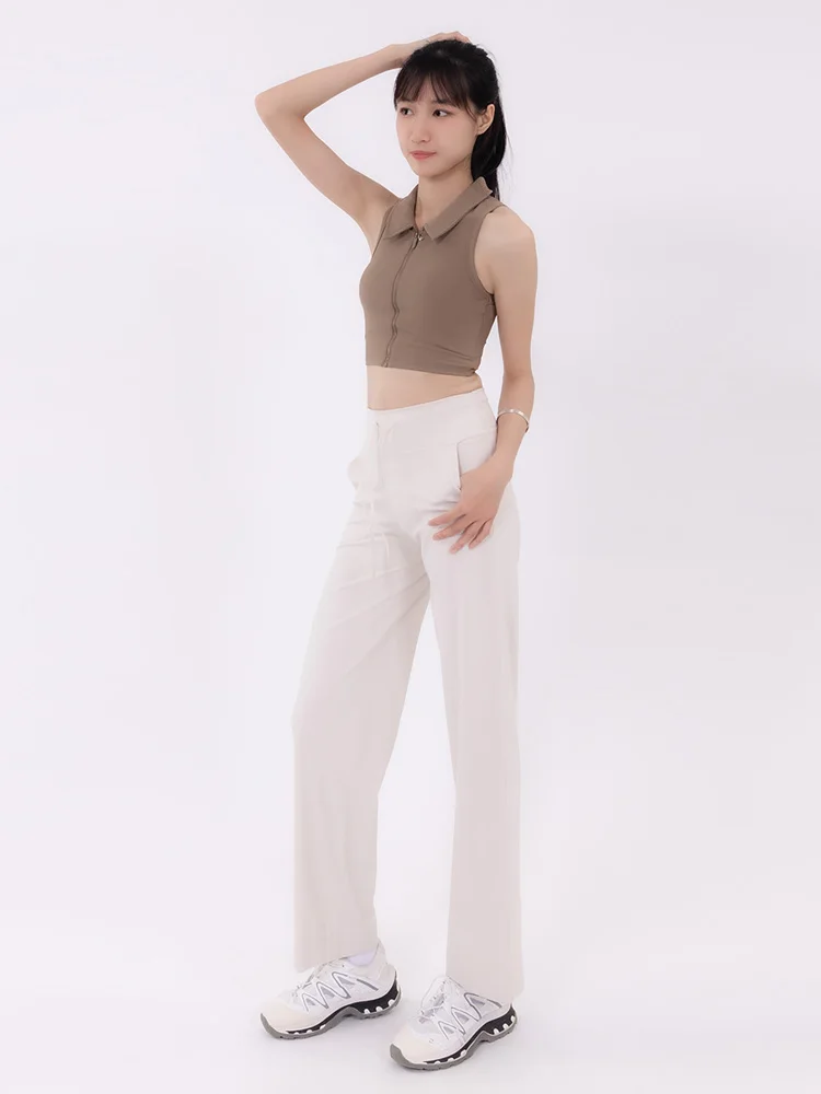 Calças de Yoga de Cintura Alta e Perna Reta para Mulheres, Ajuste Solto, Confortáveis para Corrida e Esportes Casuais no Verão