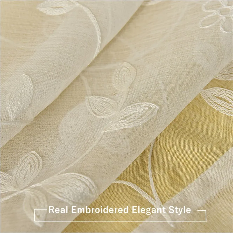 {byetee} Modern Embroidered Tulle Curtains Gauze Tulle Kitchen Sheer Voile Organza curtains For Living Room Curtains Custom Made