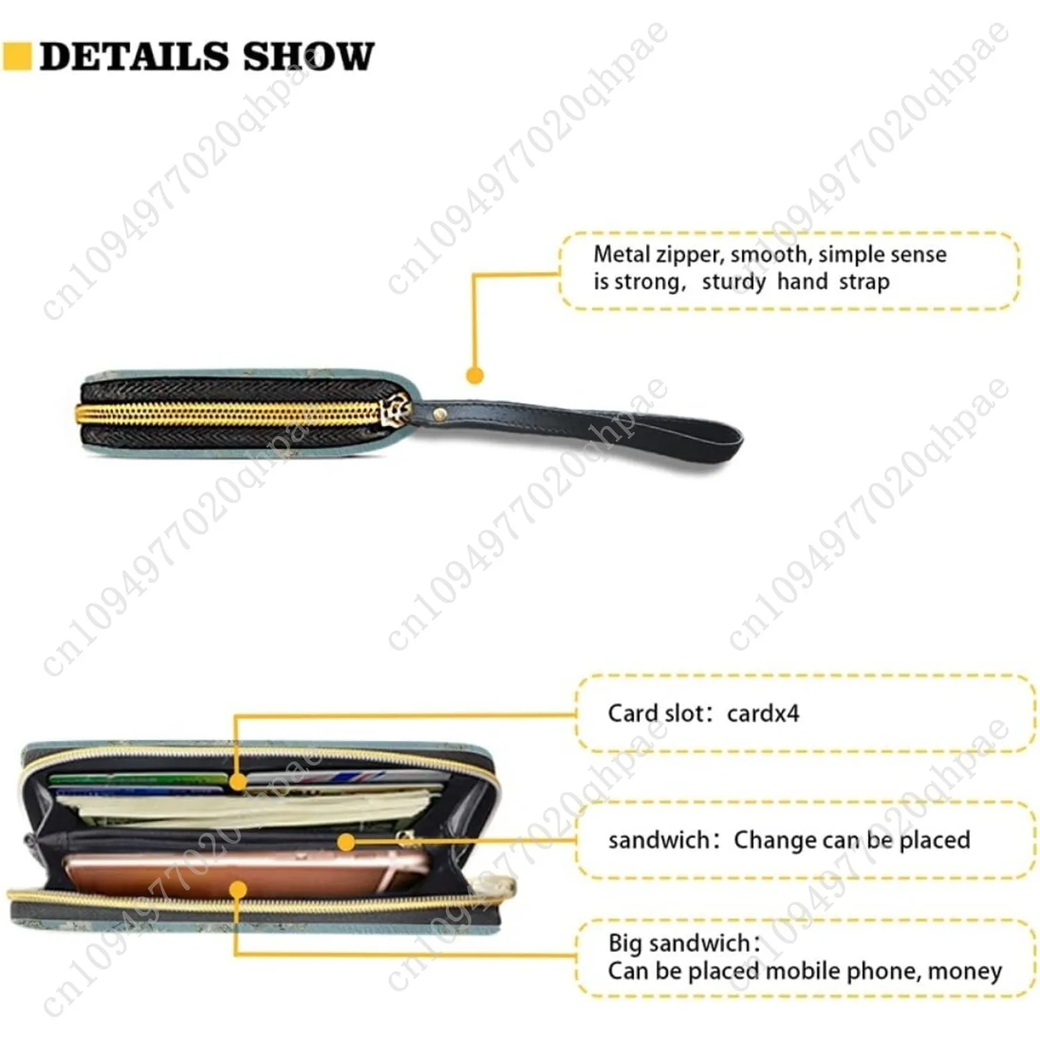 KIDVOVOU Women Van Gogh Rfid Blocking Credit Card Wallet Zipper PU Leather Long Purse Wristle Clutch Wallets,Almond Blossom