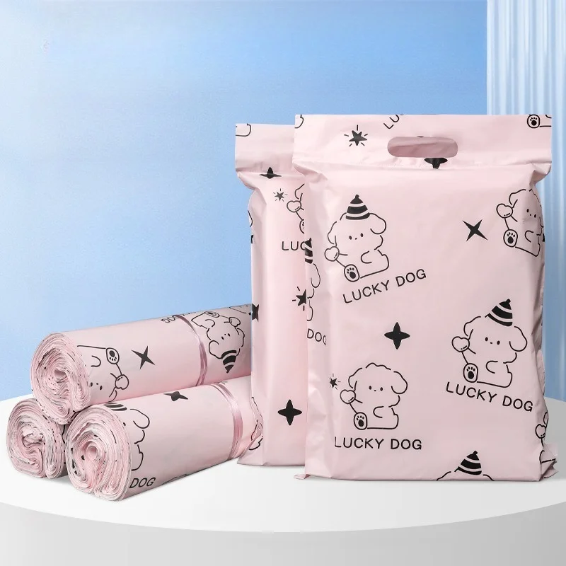 New Material Cartoon Lucky Dog Printed Handheld Courier Bag Matte Thick Apparel Packaging Bag Waterproof Logistics Bag Courie