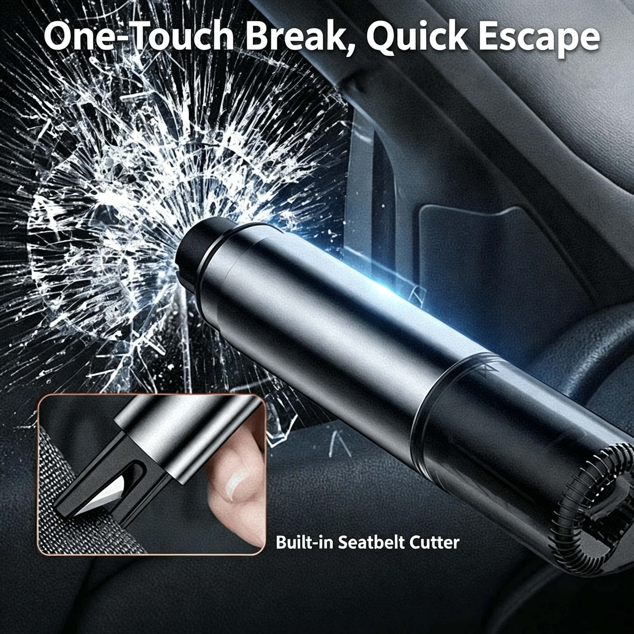 New 2-in-1 Car Safety Hammer Emergency Window Breaker Seat Belt Cutter Escape Rescue Tool Compact Glass Shatter Device Accessory