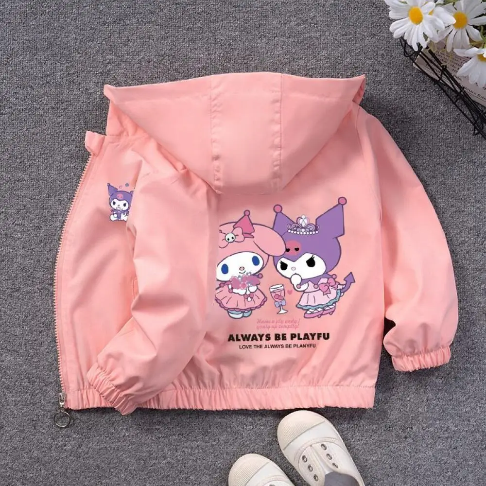 

Sanrio Kuromi My Melody Spring Autumn Girls' Jacket New Children's Shock Clothes Girls Casual Trench Coat Baby's Cartoon Top