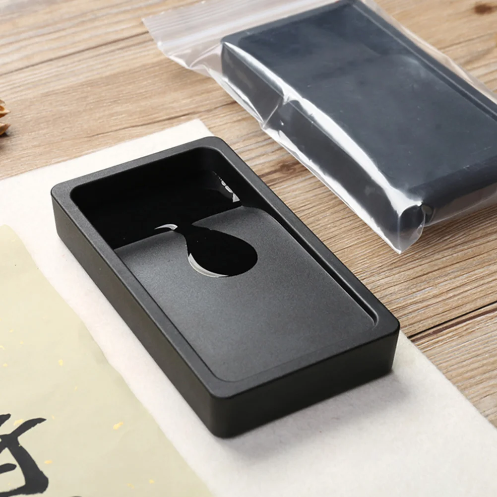 Inkstone Convenient Practical with Cover Painting Calligraphy Inkslab Accessory Plastic Two-sided Drawing