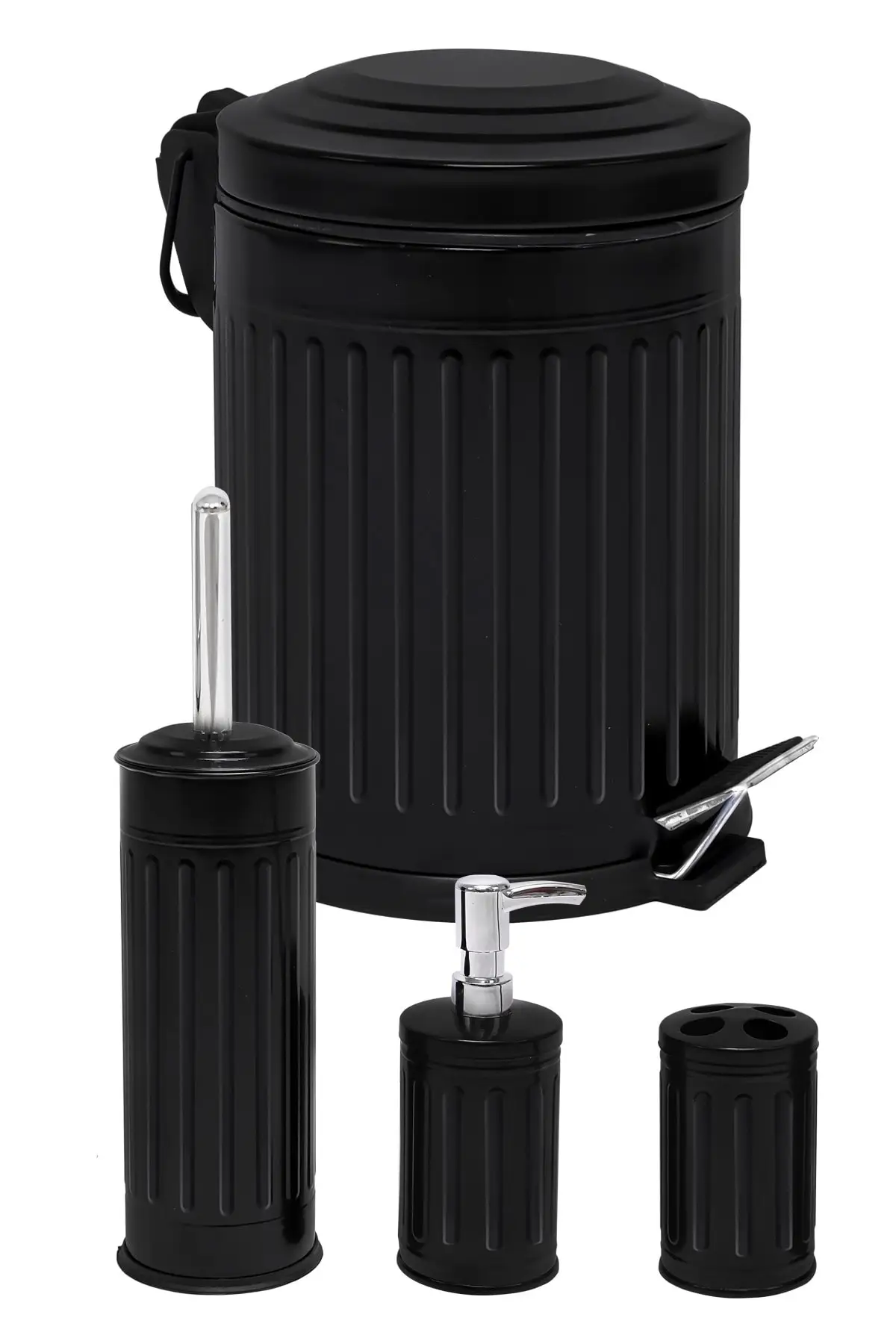 

Black Vintage Trash Can Bathroom Set Striped 4 Lux Lux Bathroom Set Home Office Decoration Gift Products Soap Dispenser