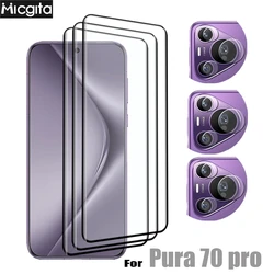 9D Curved Glass Protector For Huawei Pura 70 pro+ 70 pro Tempered Glass film and Soft Fiber Lens film For Pura 70 pro+