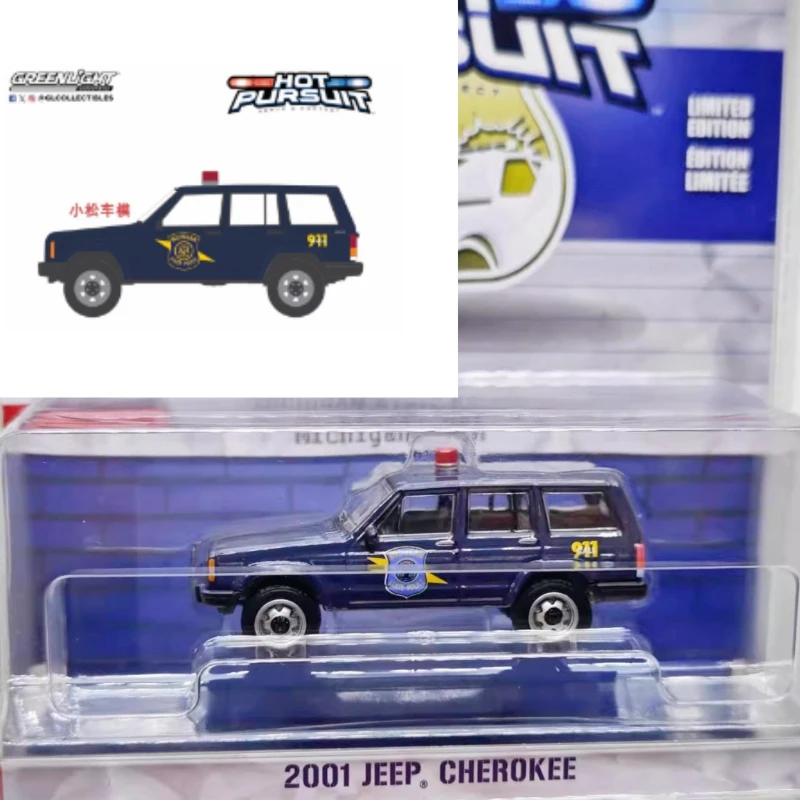 

Greenlight 1:64 2001 Jeep Cherokee-Мичиган, модель автомобиля Патруля, ограниченная серия, Коллекционная настенная подвеска, подарок