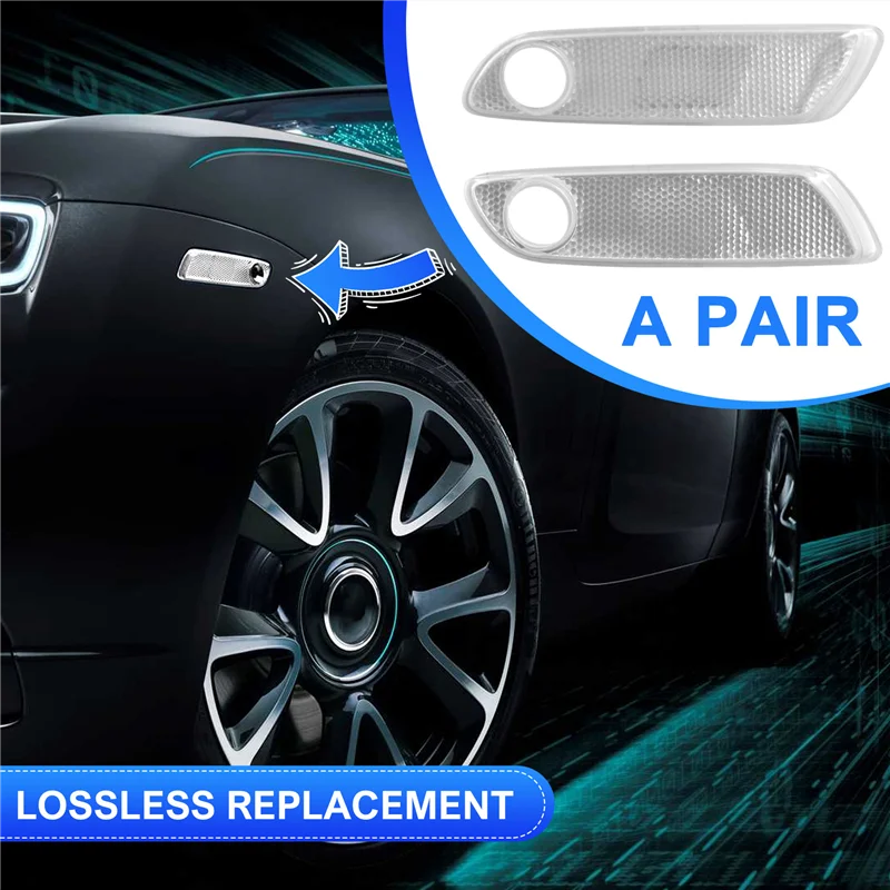 

Car Front Side Marker Light Cover Fender Light 63147223152 63147223151 For Rolls Royce Ghost RR4 Wraith RR5 Dawn RR6
