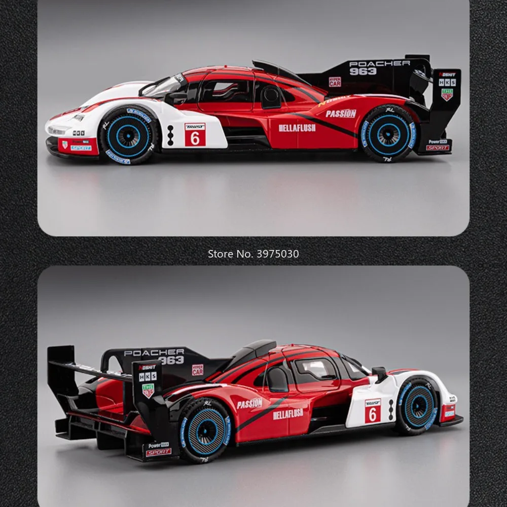1:22 ポルシェ963レーシングカー合金ダイキャストおもちゃモデルドア開閉ミニチュア車両ホイールプルバックミニチュアカーオーナメントギフト